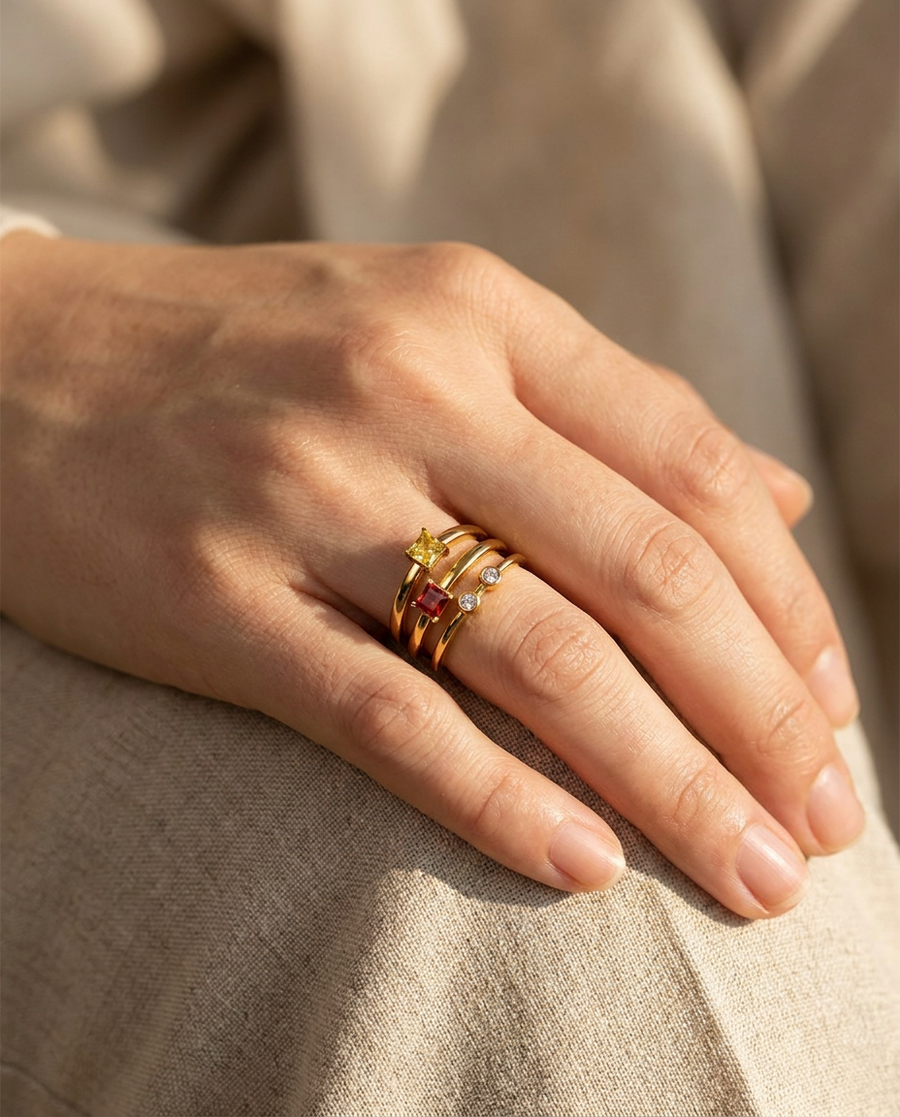 Ines stone ring set (2 pieces)