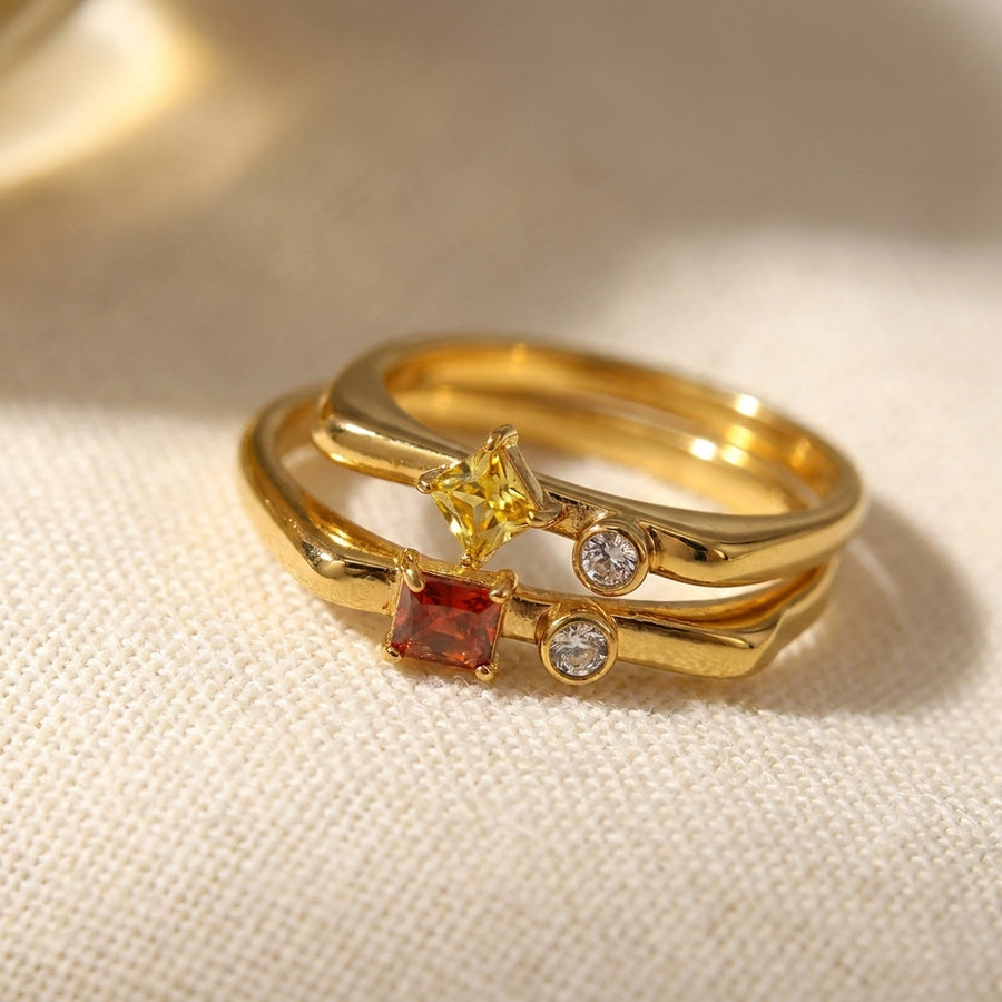 Ines stone ring set (2 pieces)
