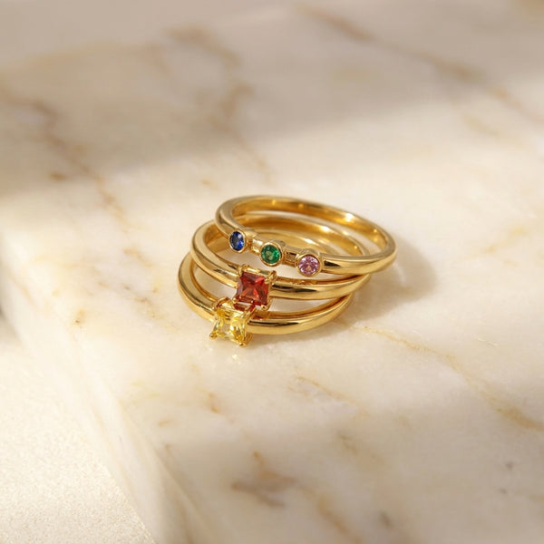 Ines stone ring set (2 pieces)